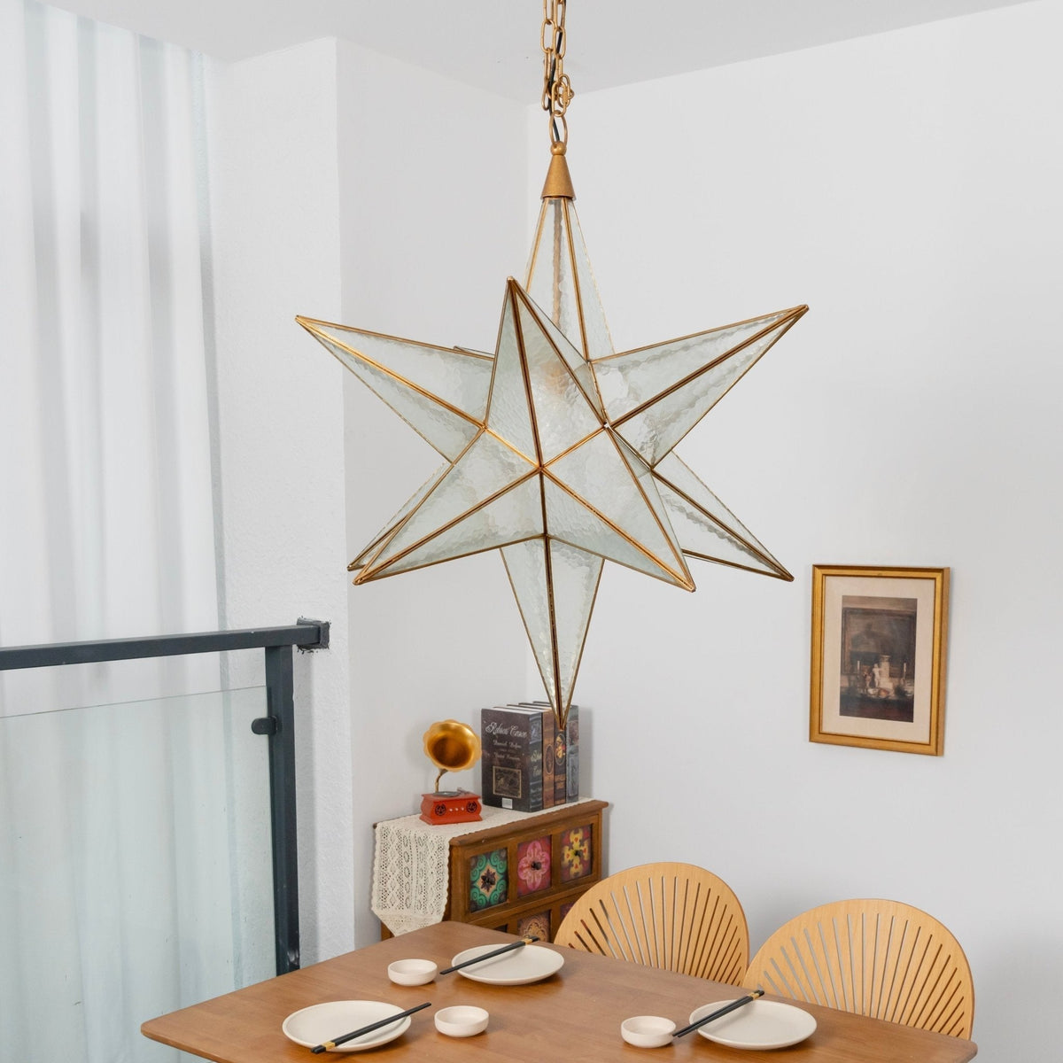 Sotr elegante kroonluchter met glazen ster