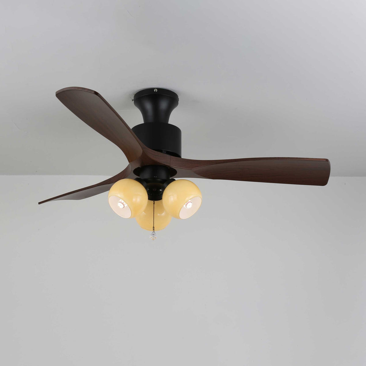 Gwen Vintage glazen plafondventilator met verlichting