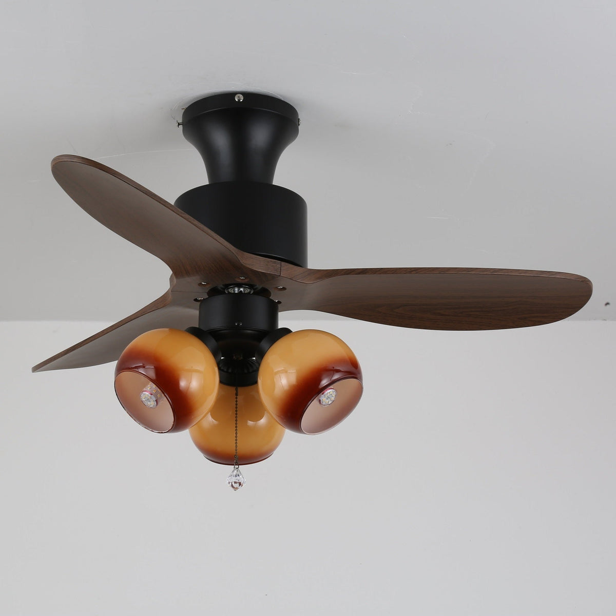 Gwen Vintage glazen plafondventilator met verlichting