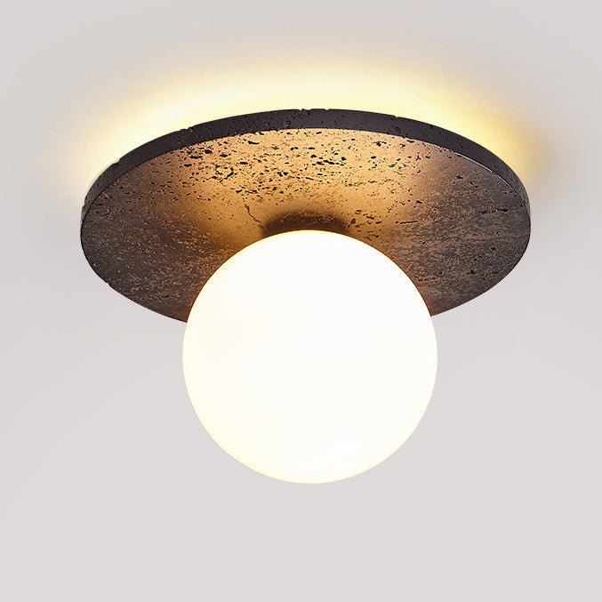 Otto Zwart travertin plafondlamp met bolvormige kap