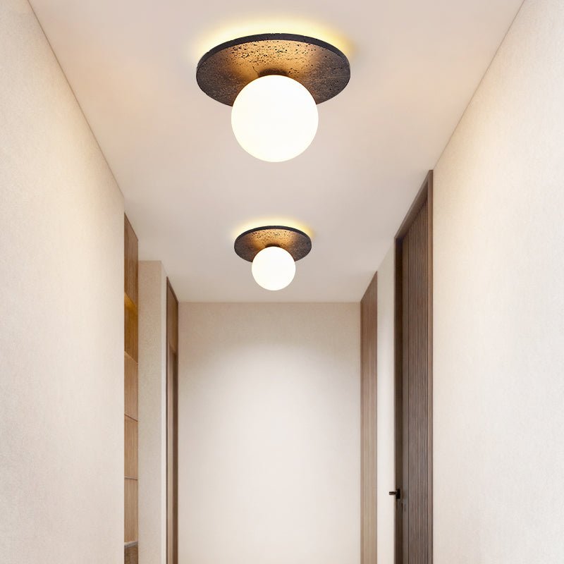 Otto Zwart travertin plafondlamp met bolvormige kap