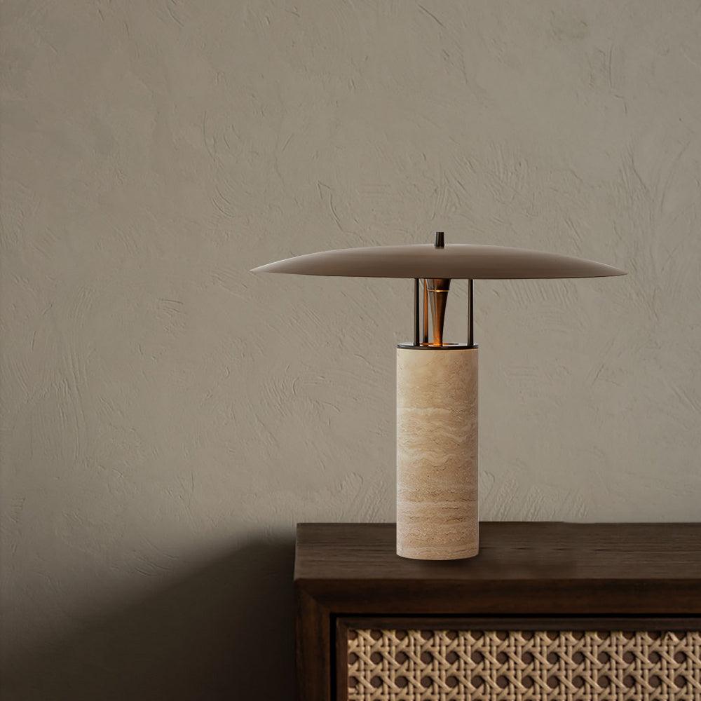 Eara Disc-Pillar travertin tafellamp