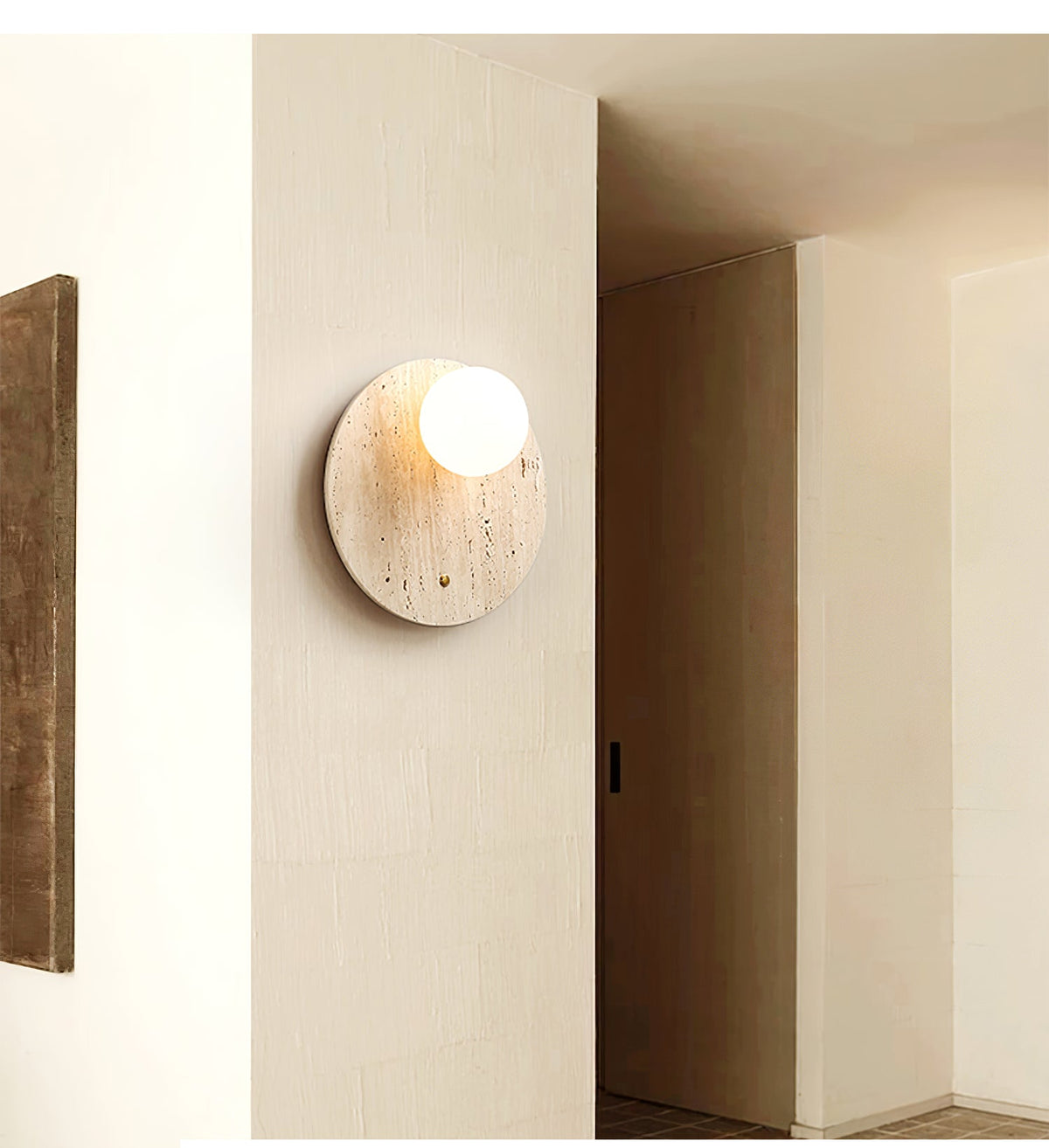 Aurevon minimalistisch wandlamp van geel travertin
