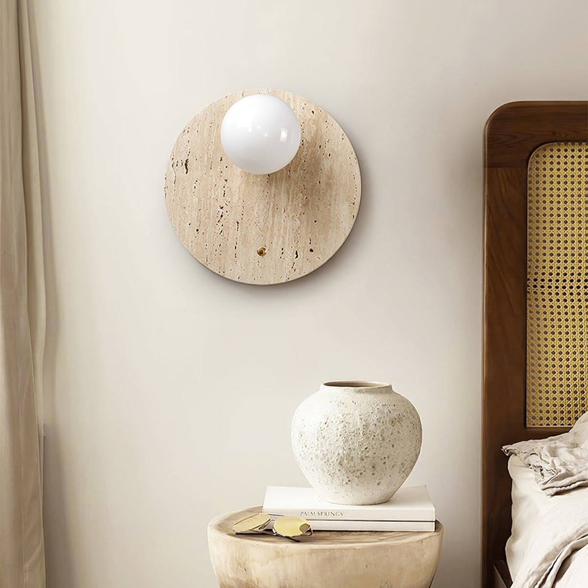 Aurevon minimalistisch wandlamp van geel travertin