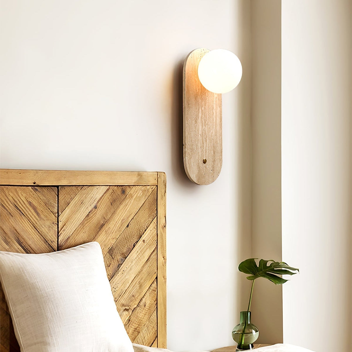 Aurevon minimalistisch wandlamp van geel travertin