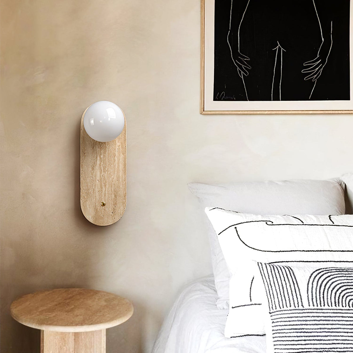 Aurevon minimalistisch wandlamp van geel travertin