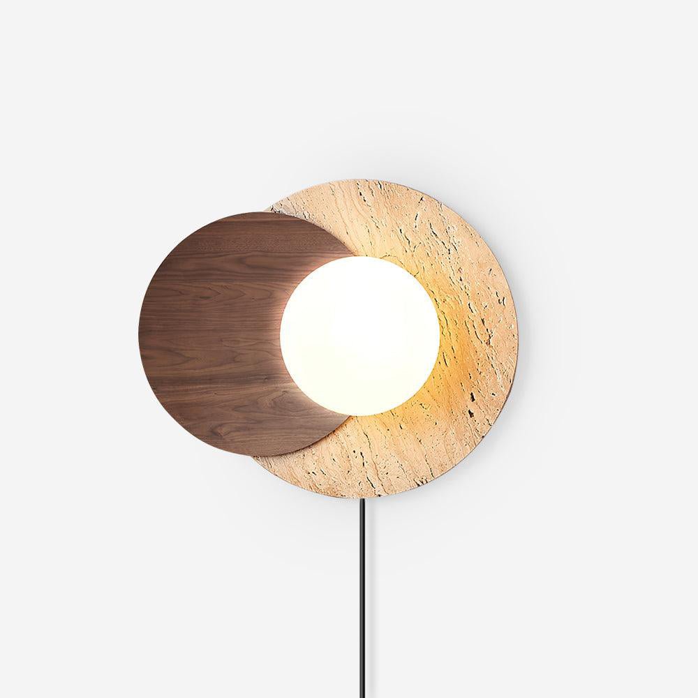 Otale Overlapping-Disc travertin wandlamp Met Stekker