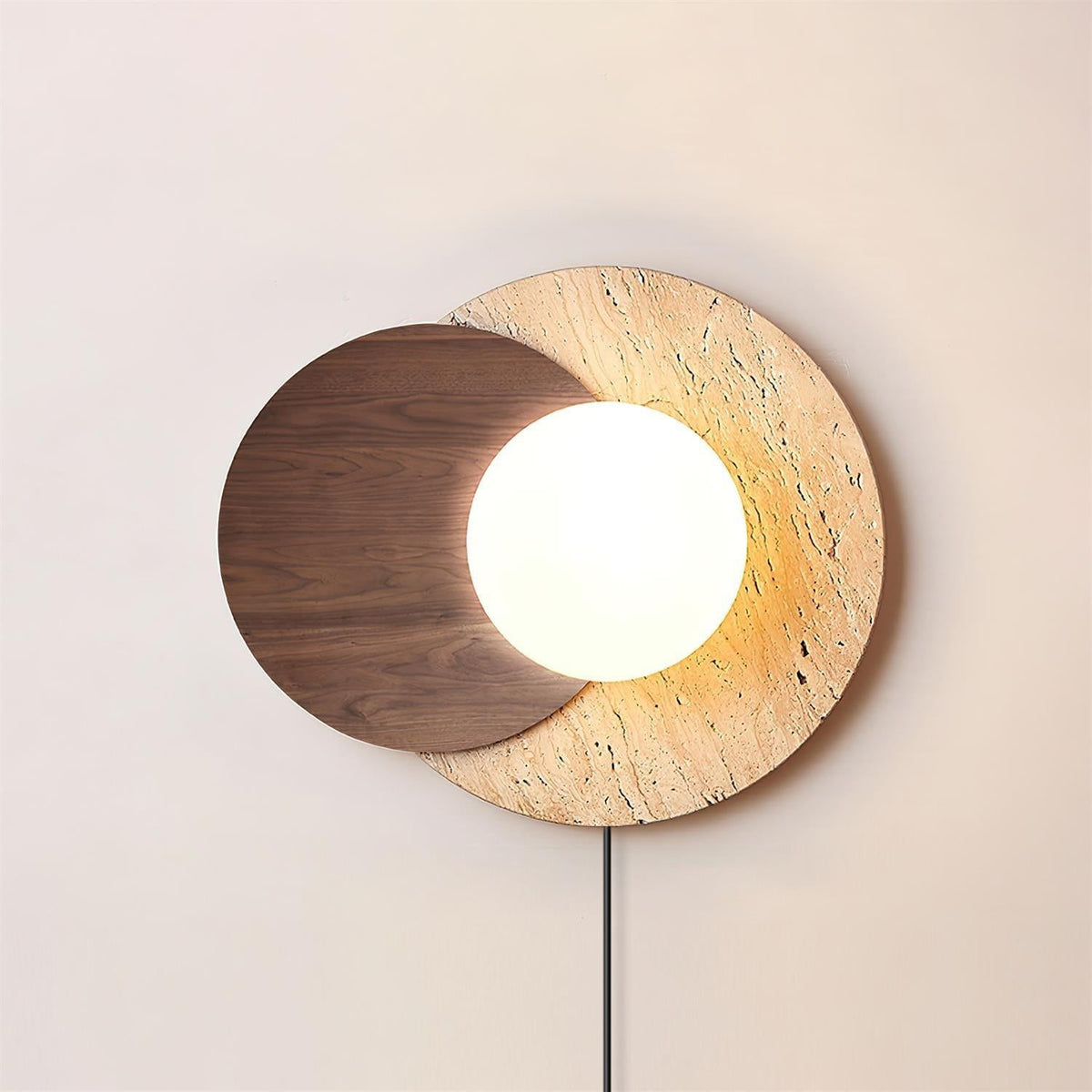 Otale Overlapping-Disc travertin wandlamp Met Stekker