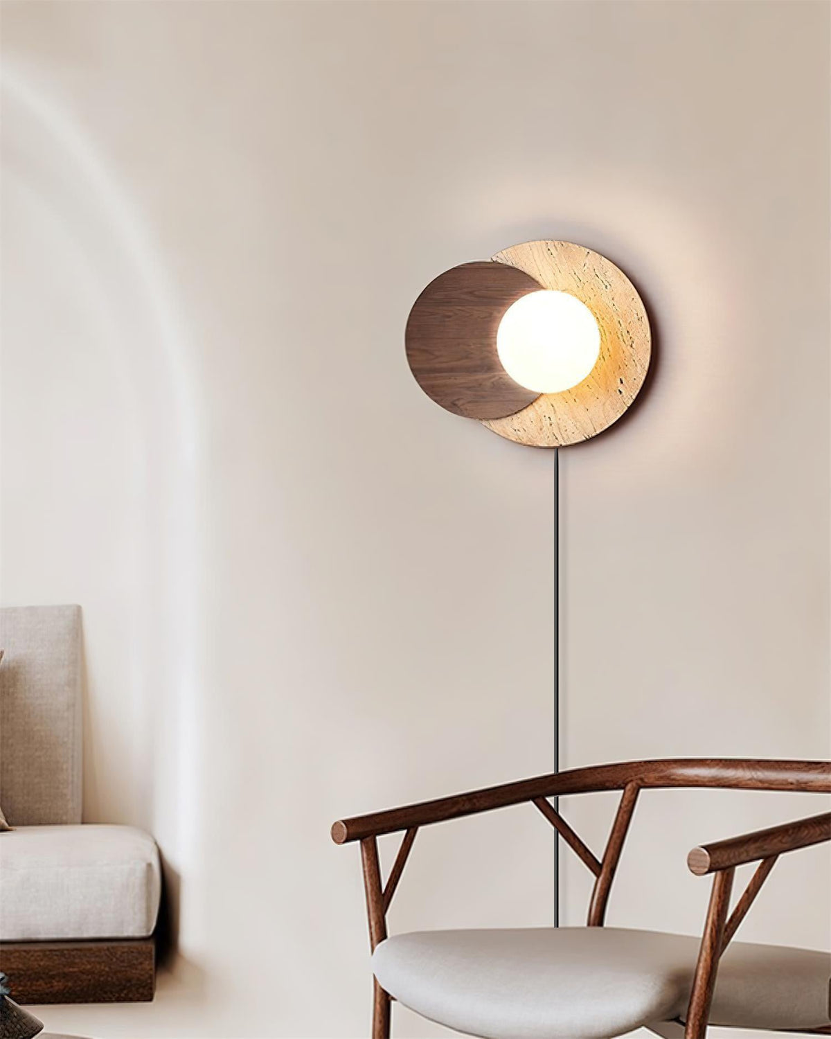 Otale Overlapping-Disc travertin wandlamp Met Stekker