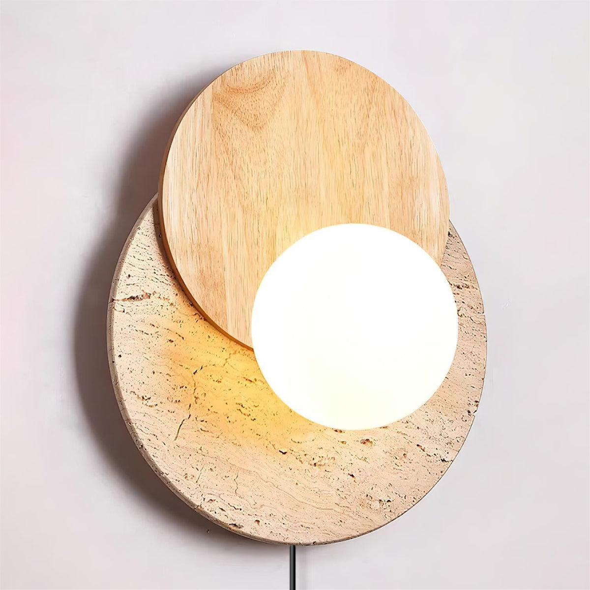 Otale Overlapping-Disc travertin wandlamp Met Stekker