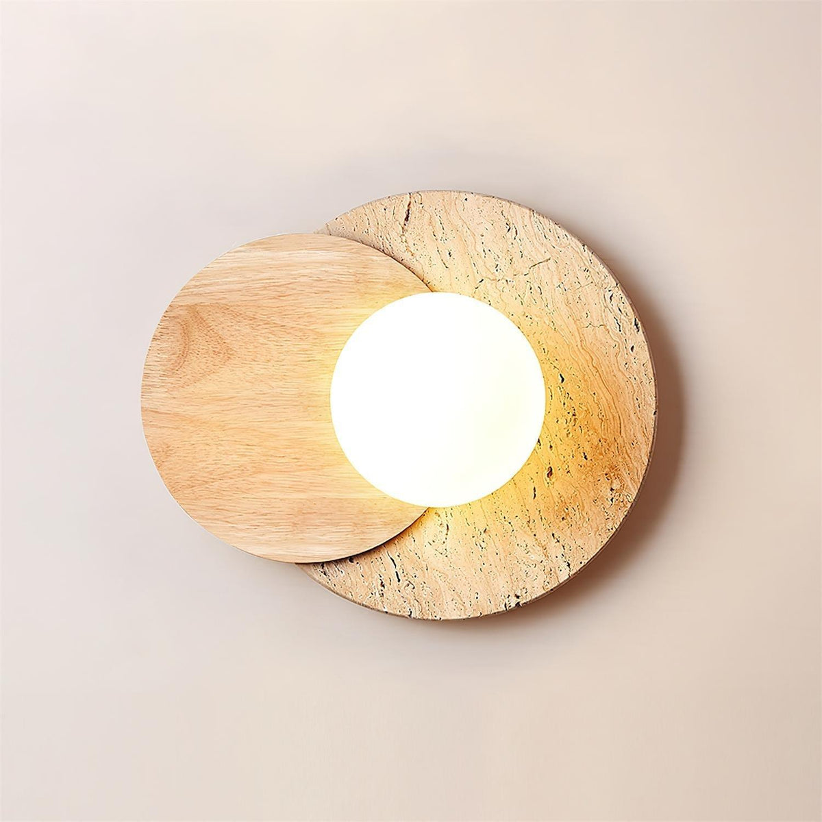 Otale Overlapping-Disc travertin wandlamp Met Stekker