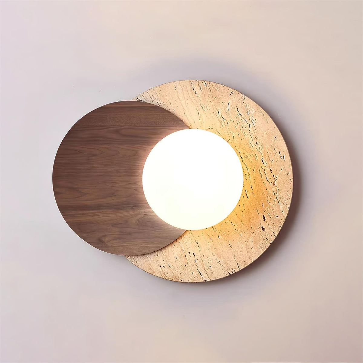 Otale Overlapping-Disc travertin wandlamp Met Stekker