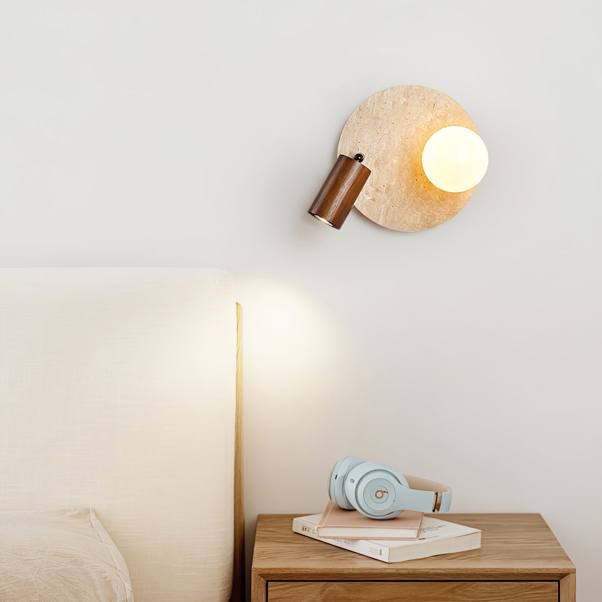 Armara wandlamp met Geel travertin Schijf