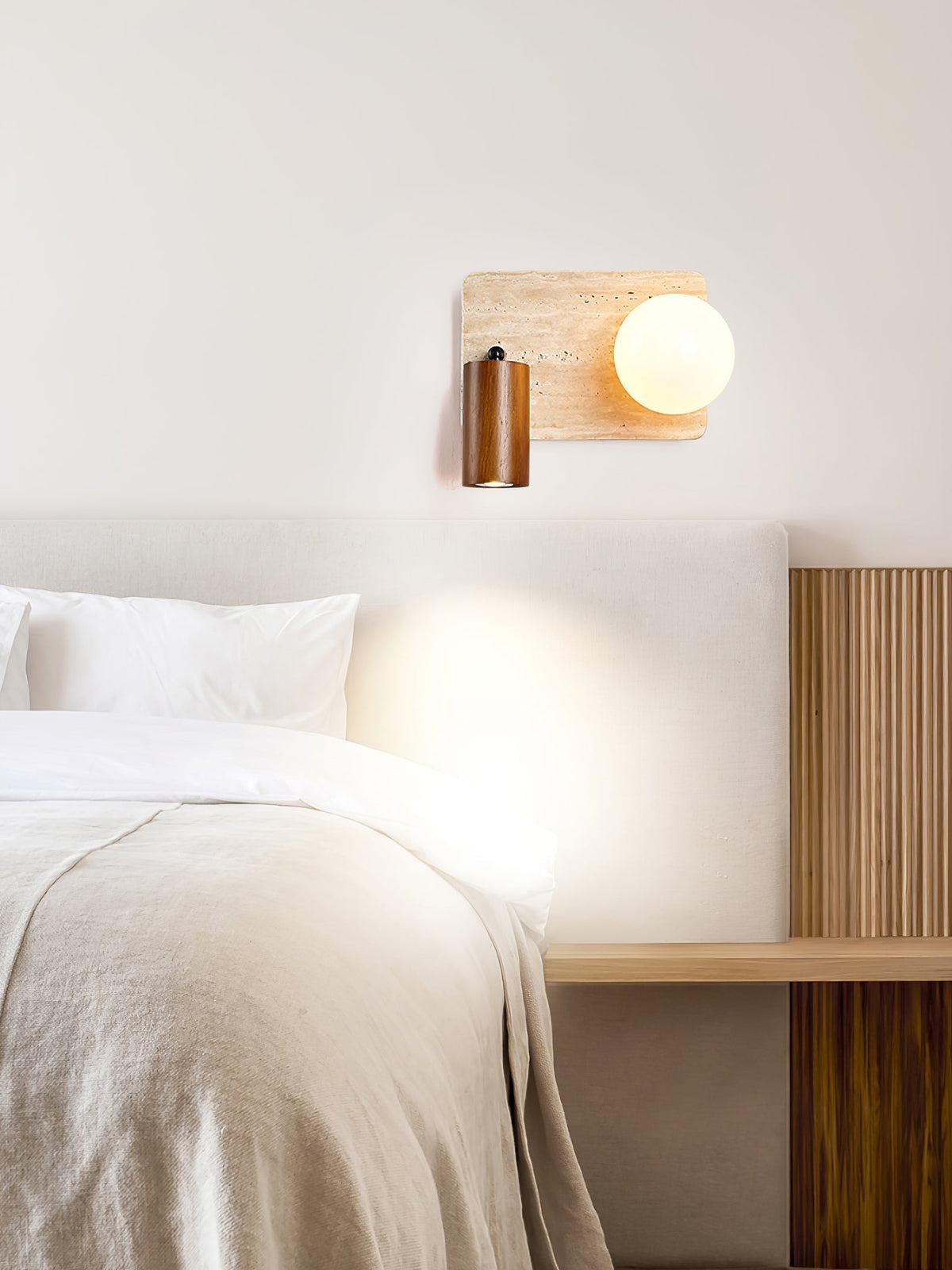 Armara wandlamp met Geel travertin Schijf