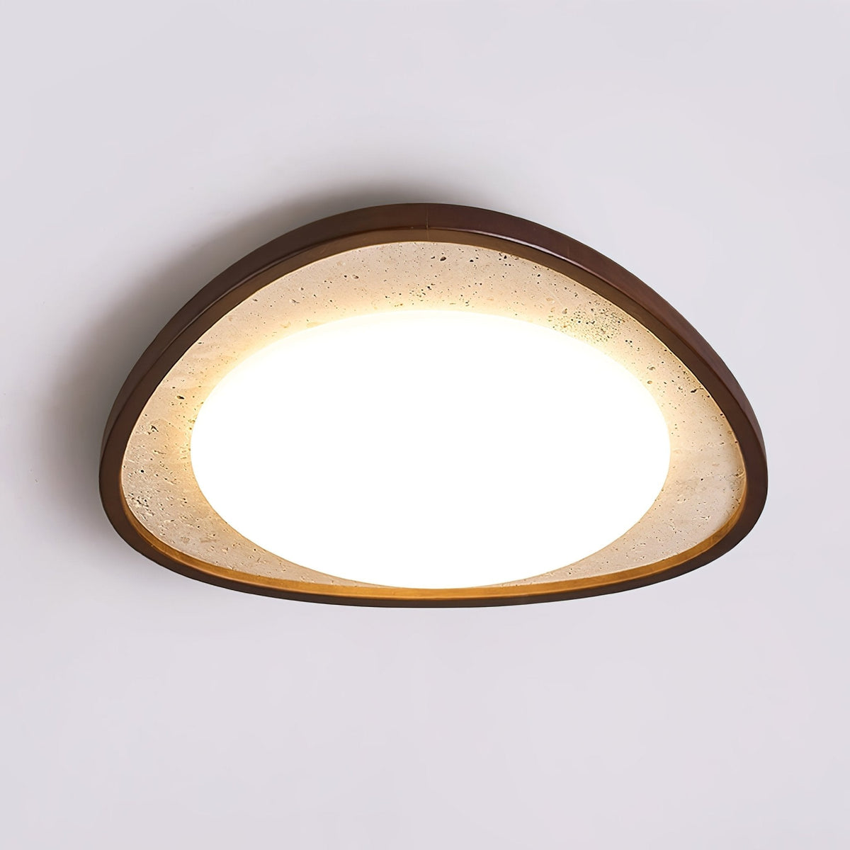 Orsoliel plafondlamp van geel travertin en walnoothout