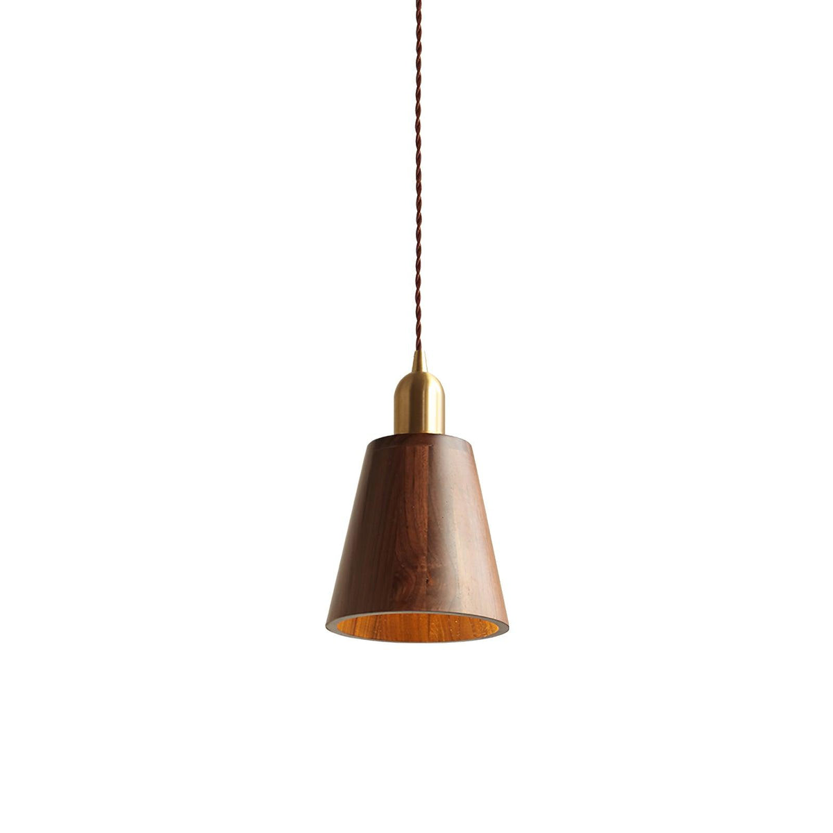 Sylinenne hanglamp van walnoothout en messing, modern voor de woonkamer