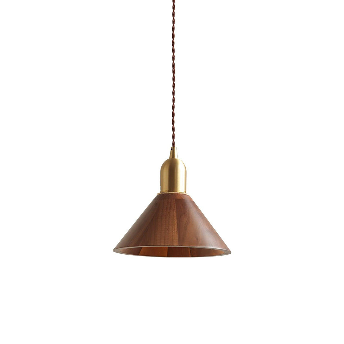 Sylinenne hanglamp van walnoothout en messing, modern voor de woonkamer