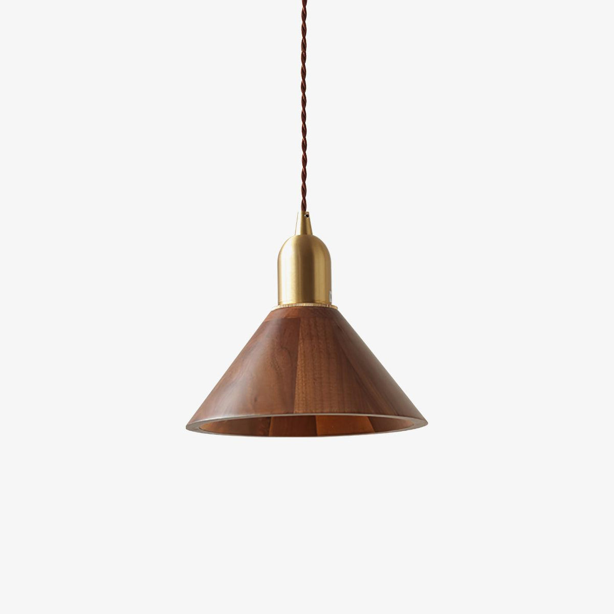 Sylinenne hanglamp van walnoothout en messing, modern voor de woonkamer