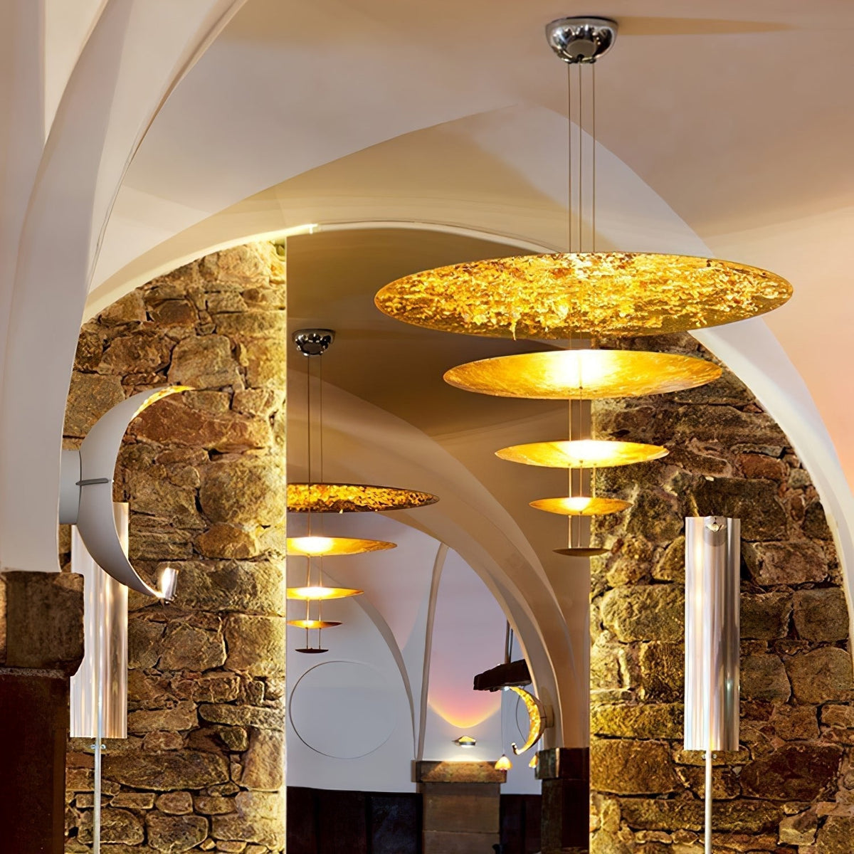 Phelion gelaagde hanglamp van goudfolie