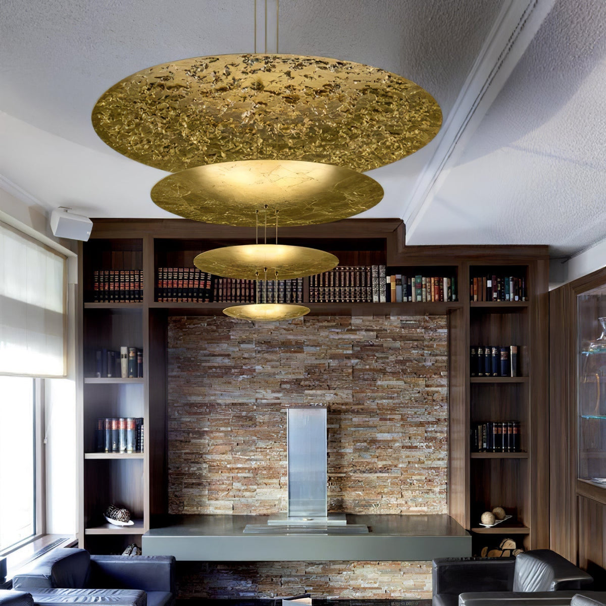 Phelion gelaagde hanglamp van goudfolie