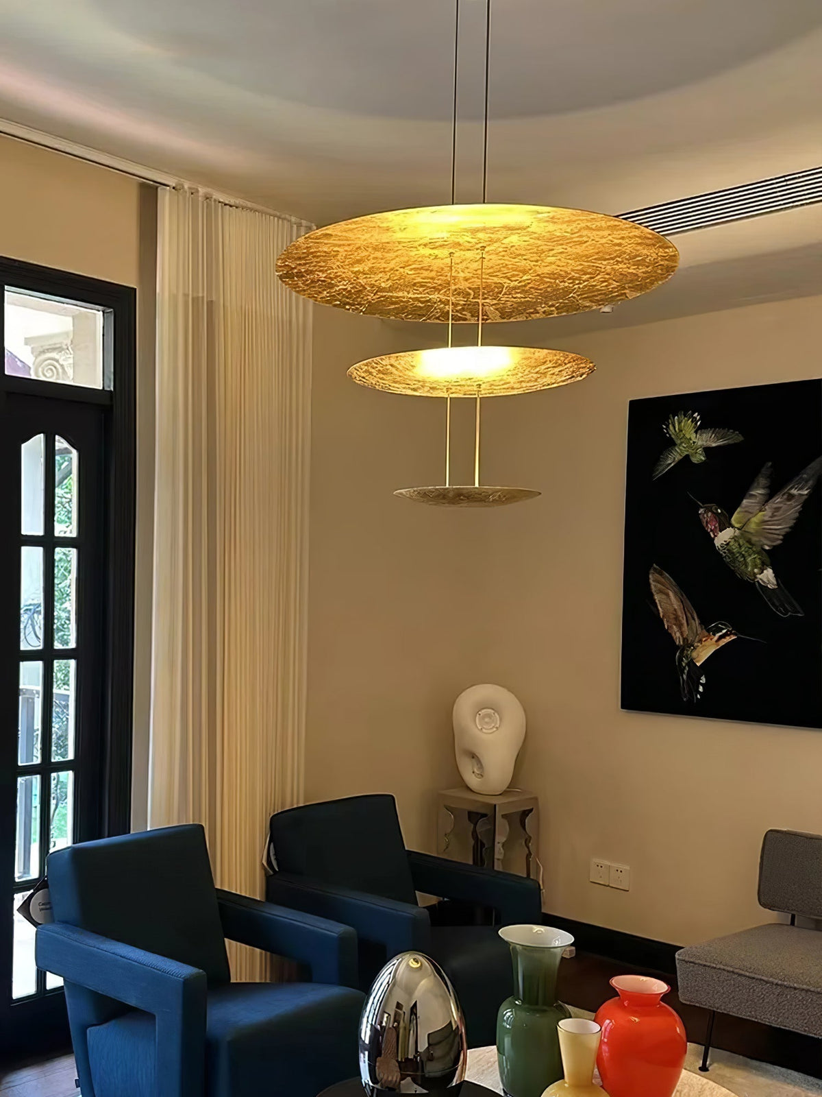Phelion gelaagde hanglamp van goudfolie