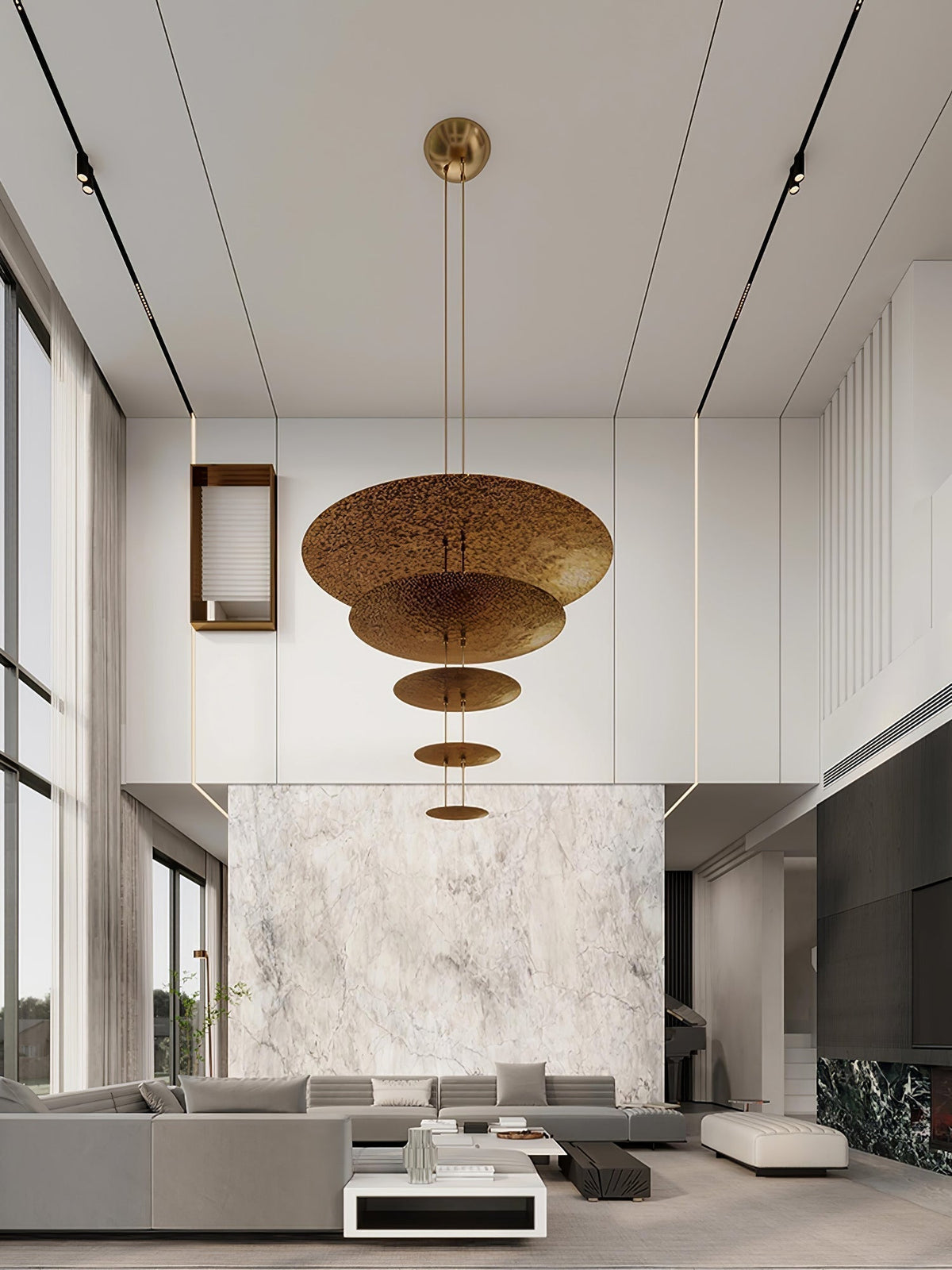 Phelion gelaagde hanglamp van goudfolie
