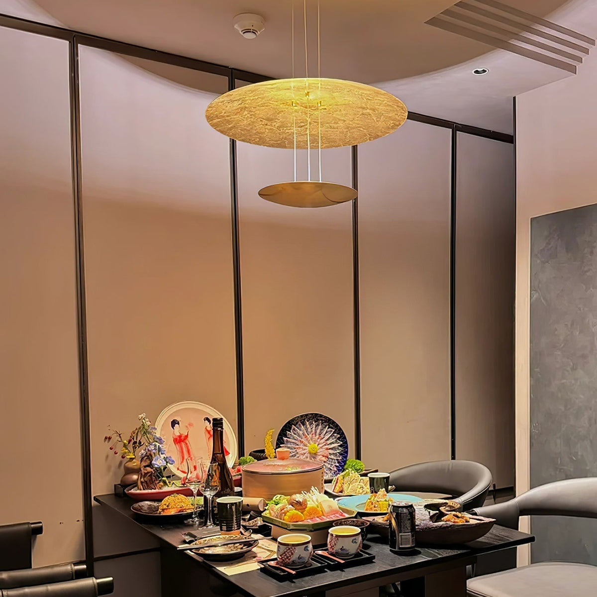 Phelion gelaagde hanglamp van goudfolie
