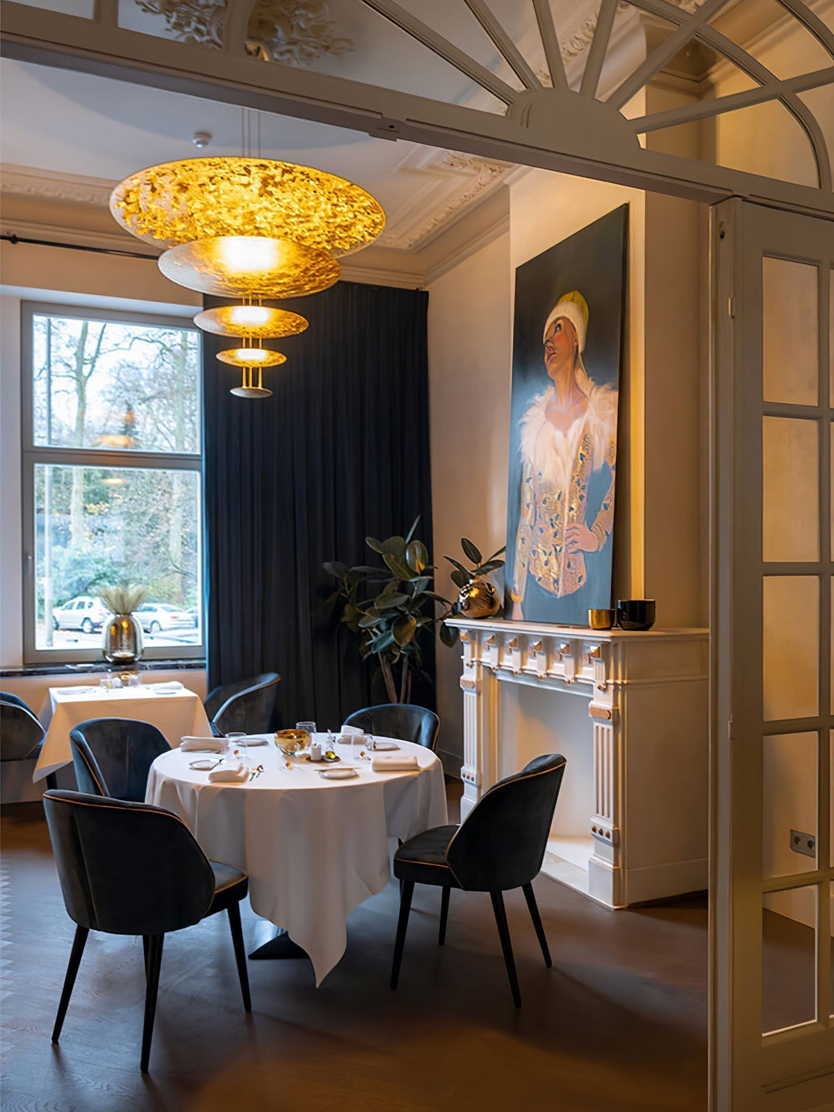 Phelion gelaagde hanglamp van goudfolie