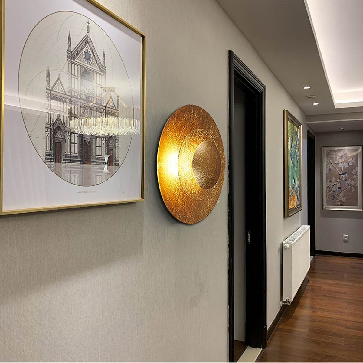 Solaris Vintage goudkleurige folie wandlamp