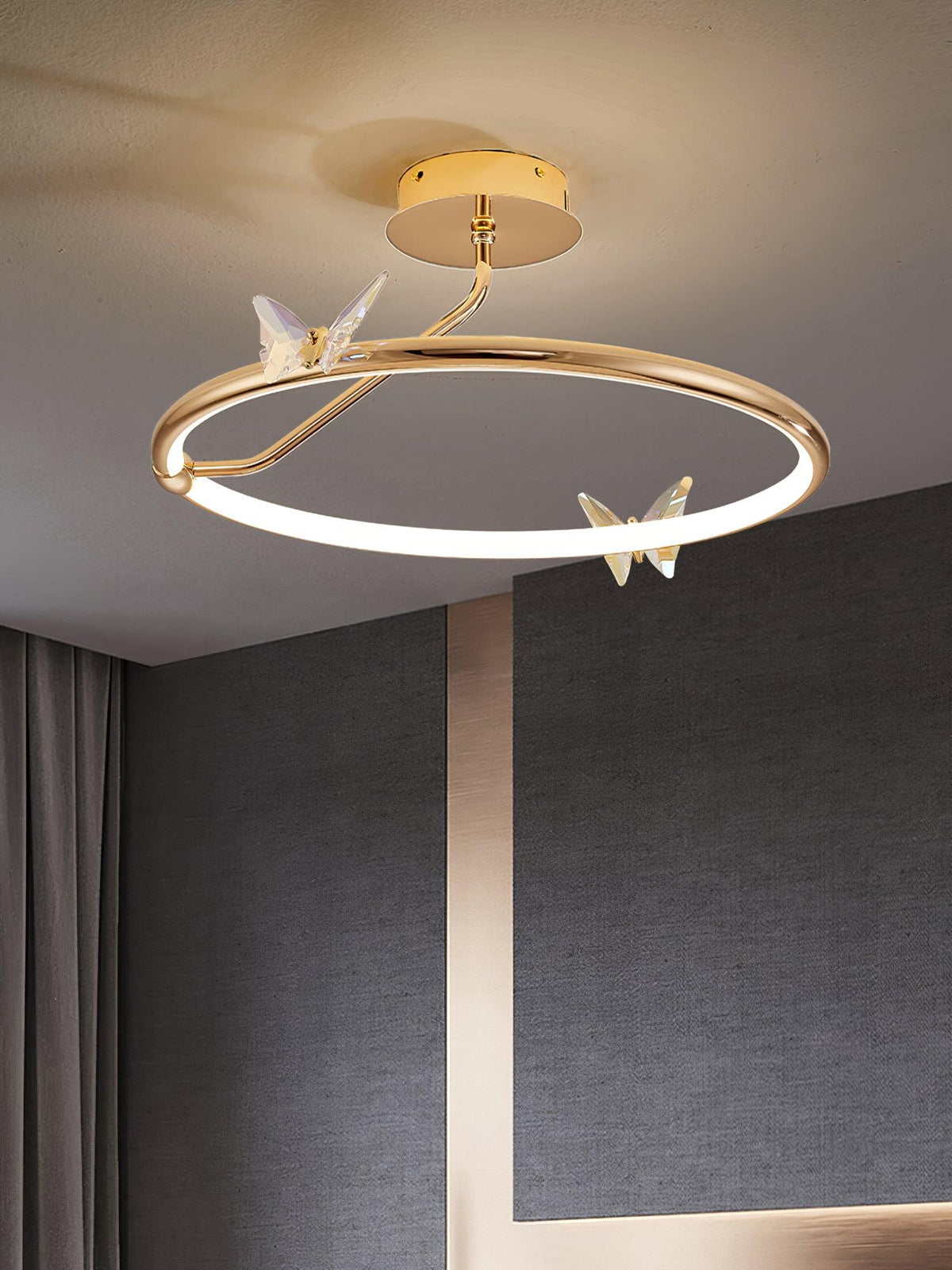 Cyrelel plafondlamp Magic Butterfly met kristalaccenten en LED-ring