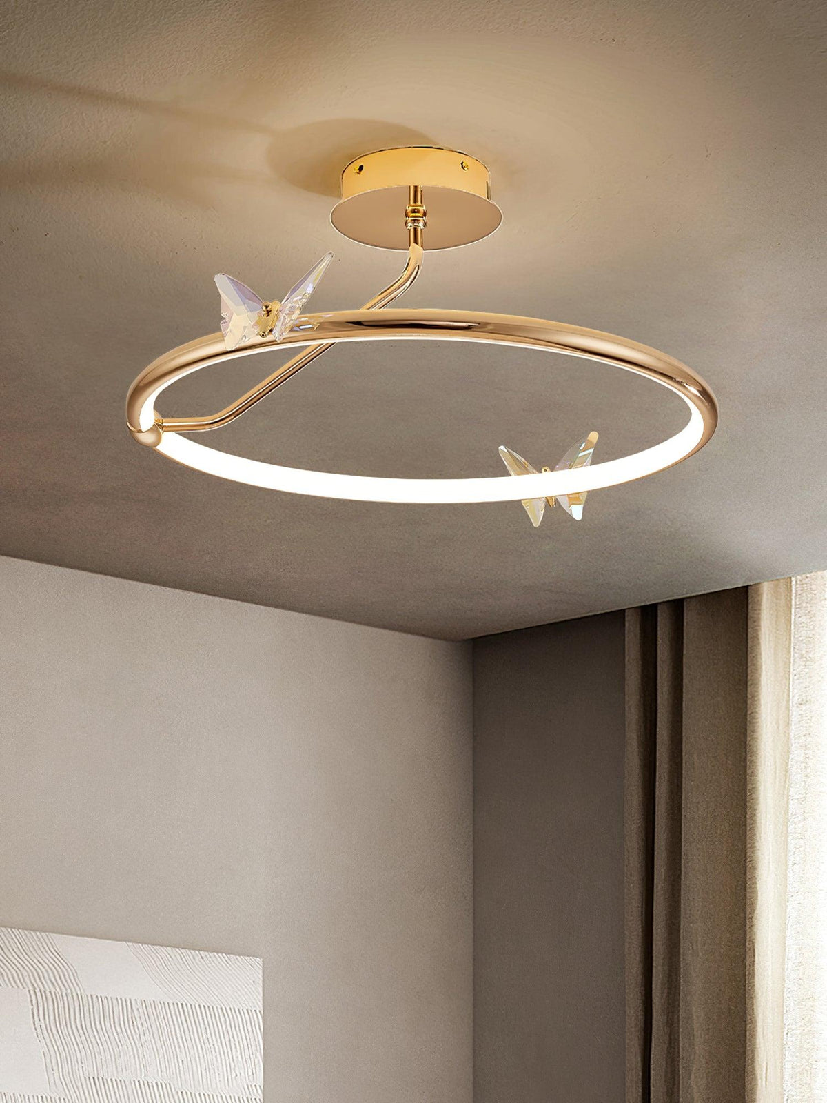 Cyrelel plafondlamp Magic Butterfly met kristalaccenten en LED-ring