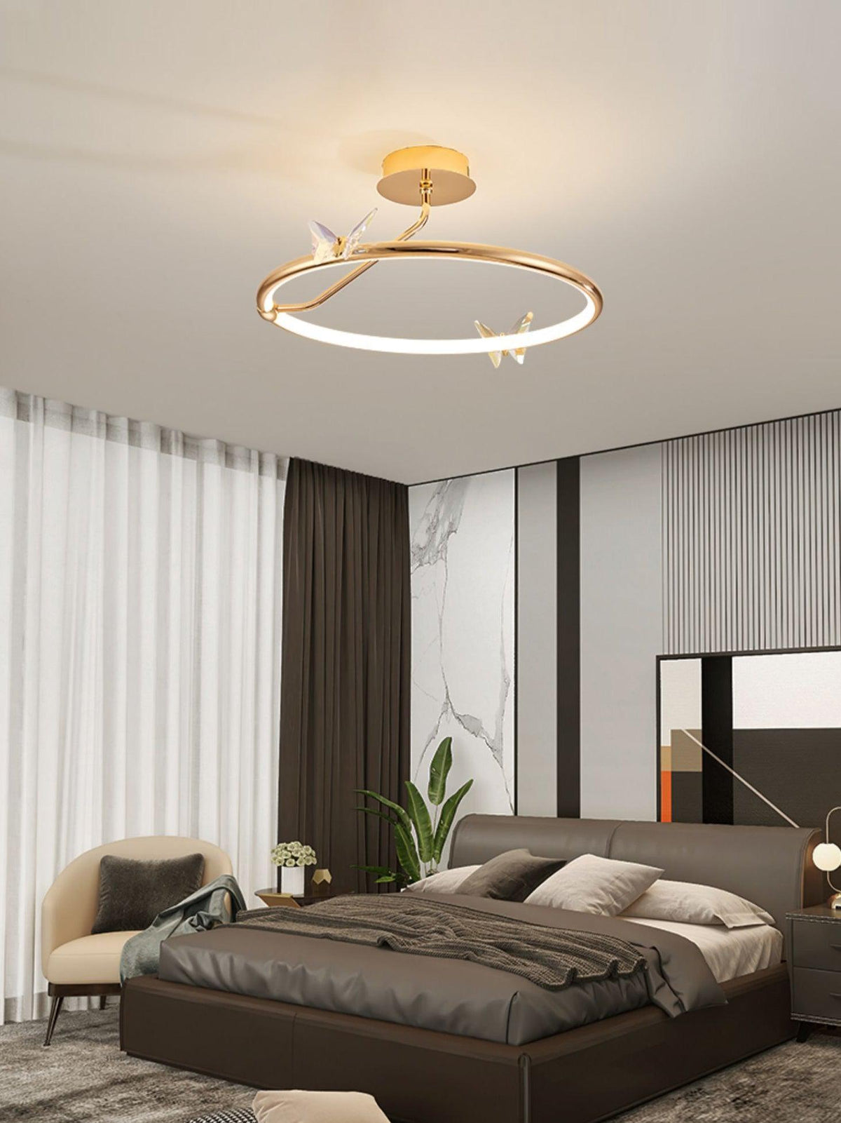 Cyrelel plafondlamp Magic Butterfly met kristalaccenten en LED-ring