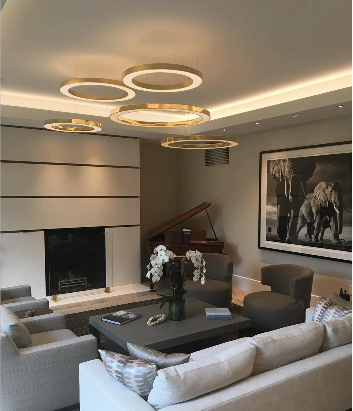 Dexlin hanglamp LED-ring goudkleurige afwerking moderne 3-ring