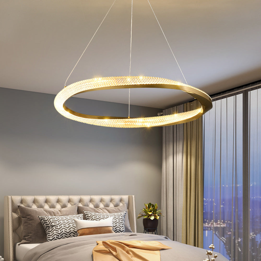 Arisha Minimalist Ring Spiral Shape Metal Pendant Light,Gold