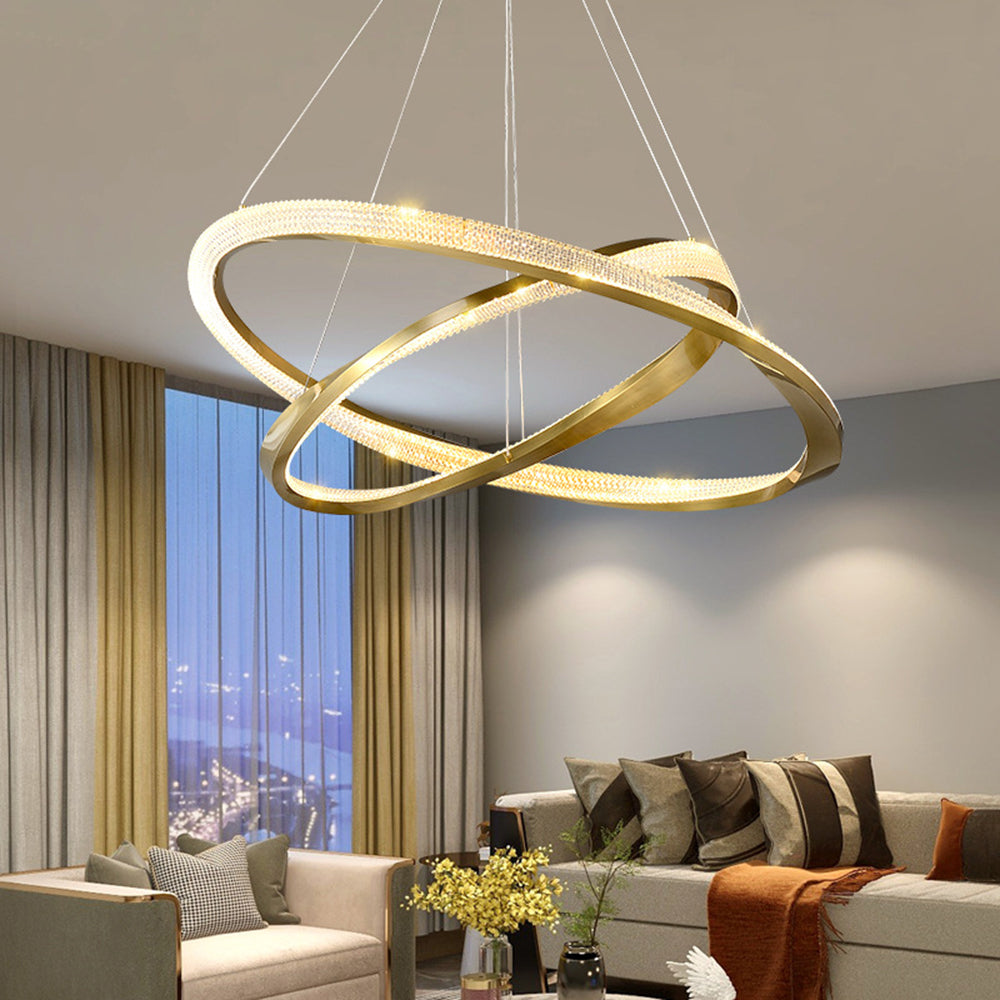 Arisha Minimalist Ring Spiral Shape Metal Pendant Light,Gold