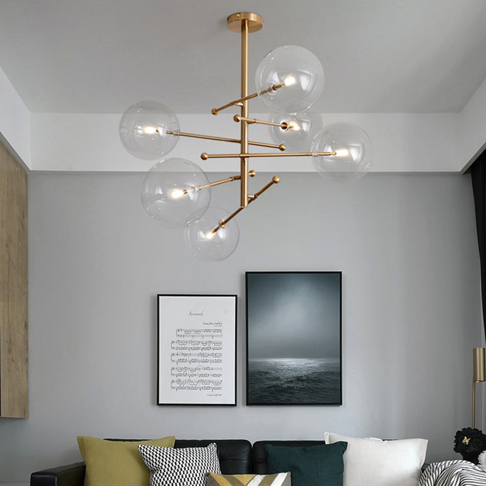 Valentina Retro Ronde LED Hanglamp Zwart Gouden Metaal Glas Slaapkamer