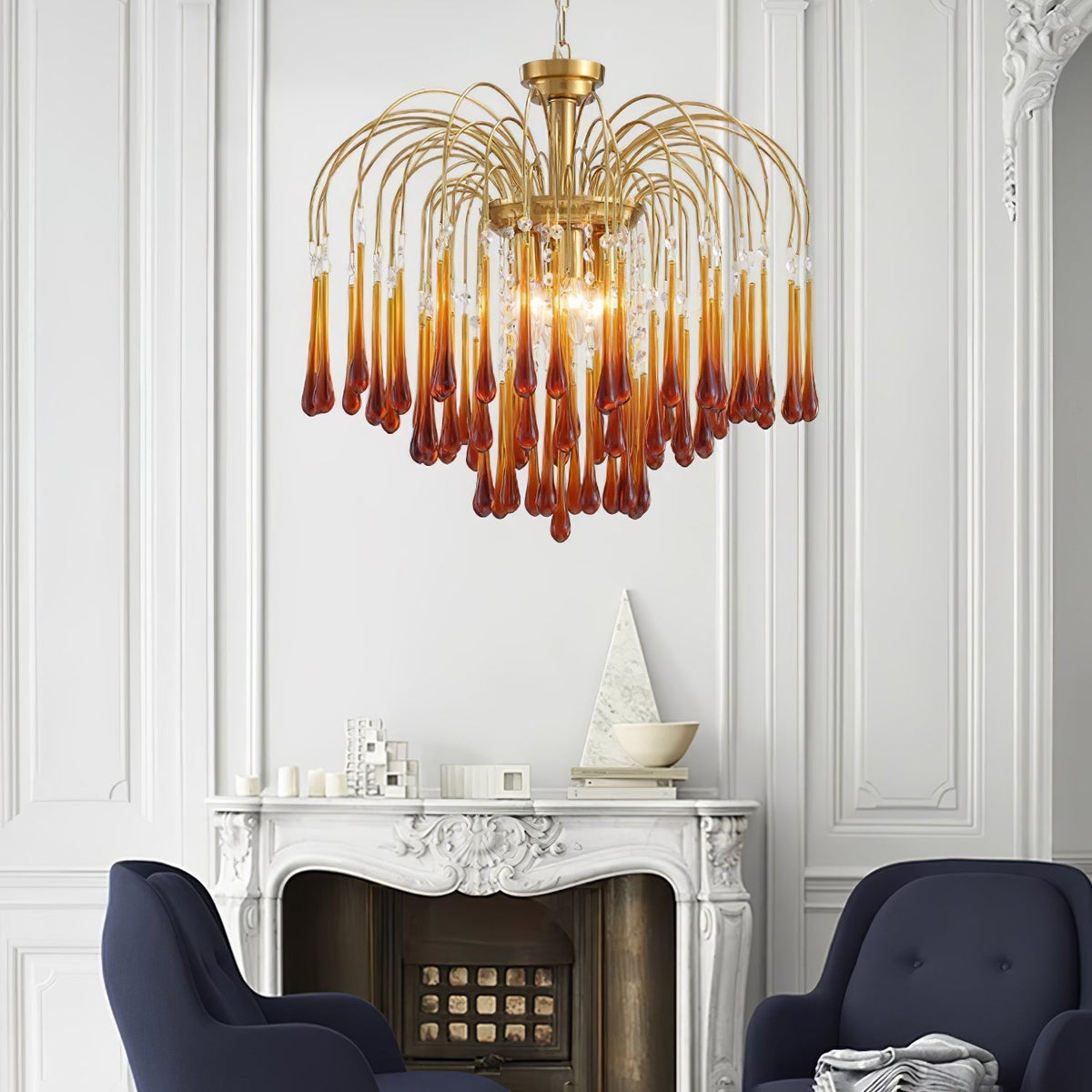 Ciel Kroonluchter met Goudkleurige Armen en Kristal