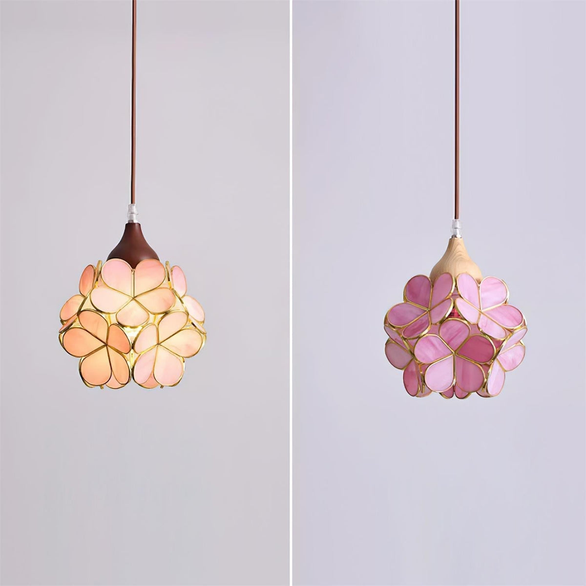 Velina hanglamp met roze bloemblaadjes