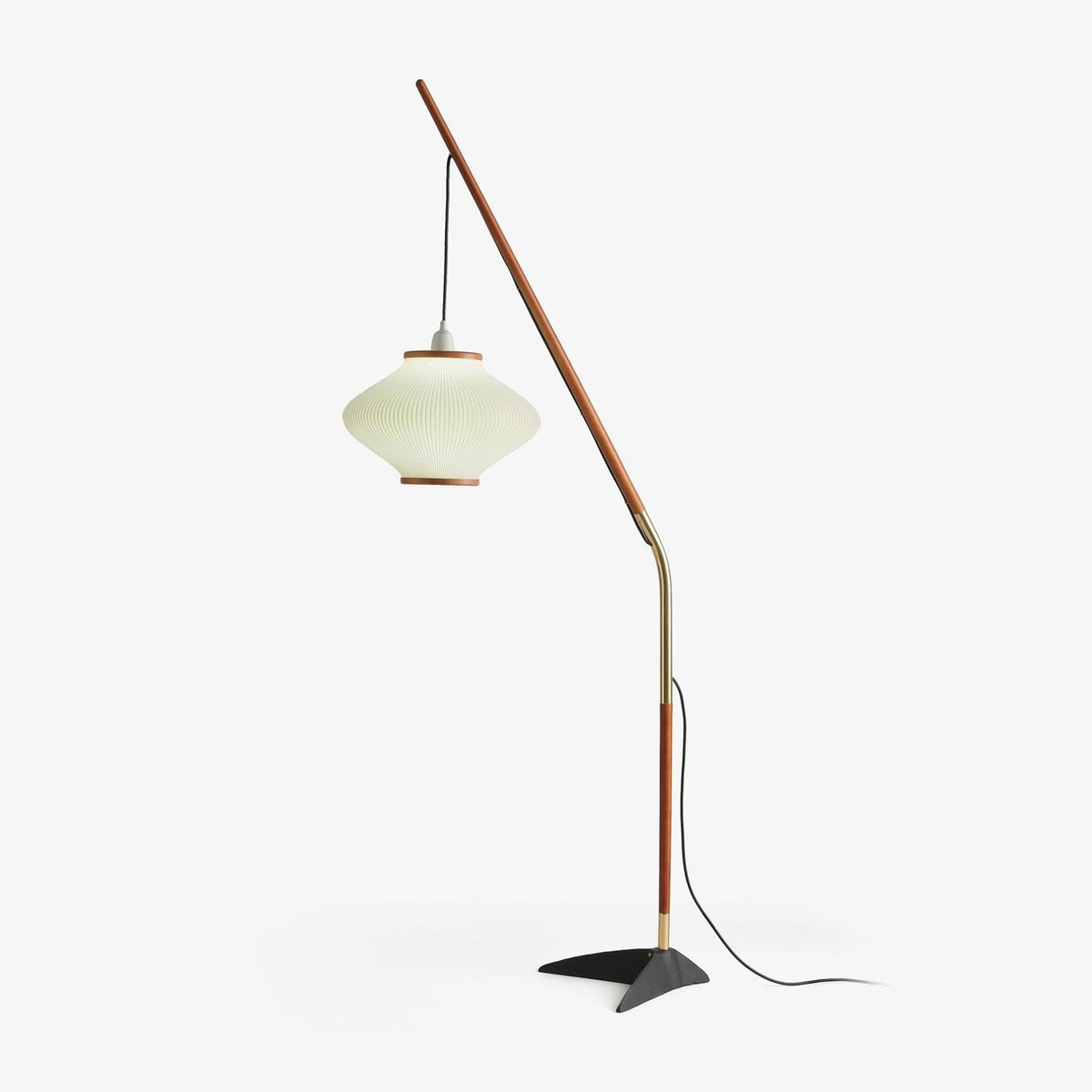 Ervenil Mid Century vloerlamp van glas van en Esenhout
