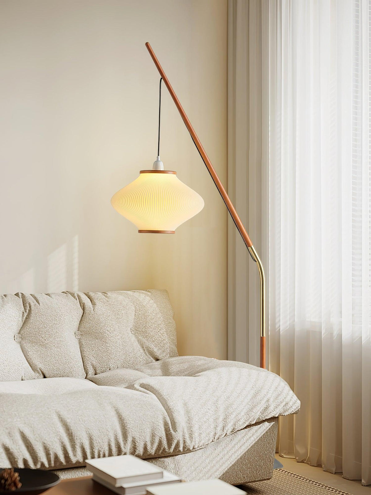 Ervenil Mid Century vloerlamp van glas van en Esenhout