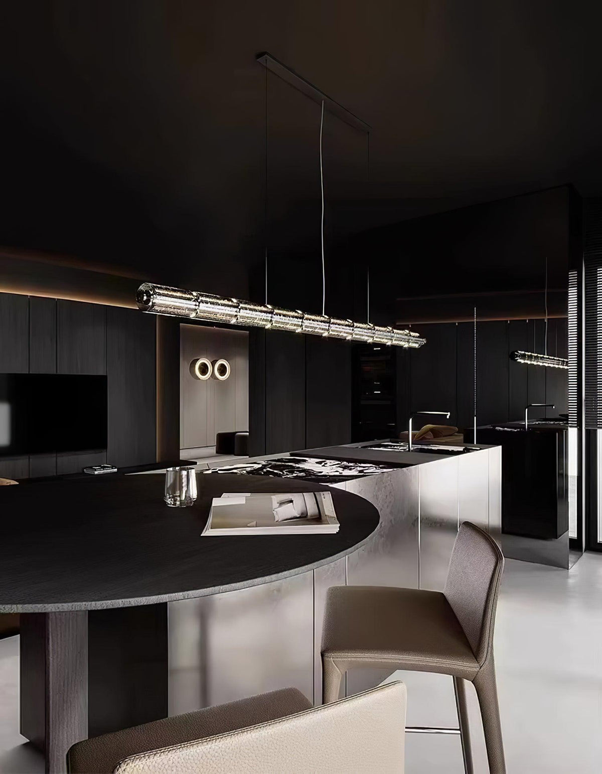 Karoa lineaire hanglamp met matglas