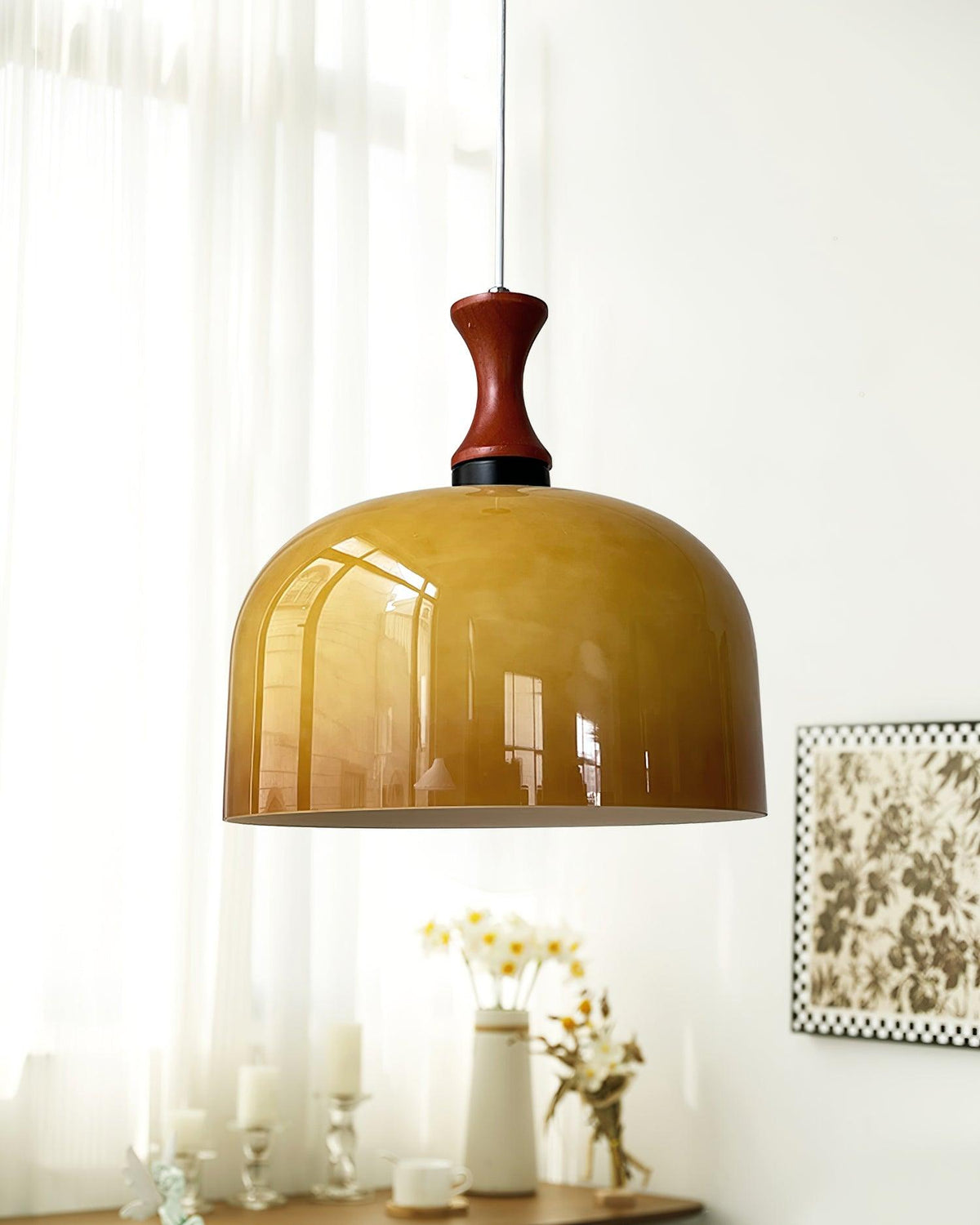 Lioraer Retro hanglamp met bruin glas
