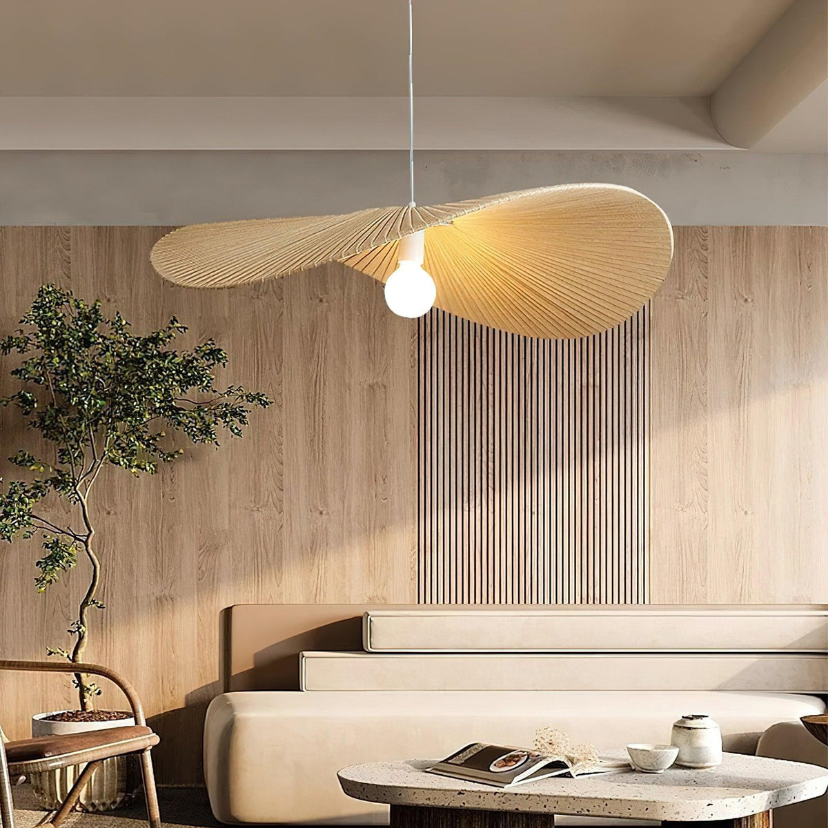 Cedrin hanglamp Wave Natuurlijk