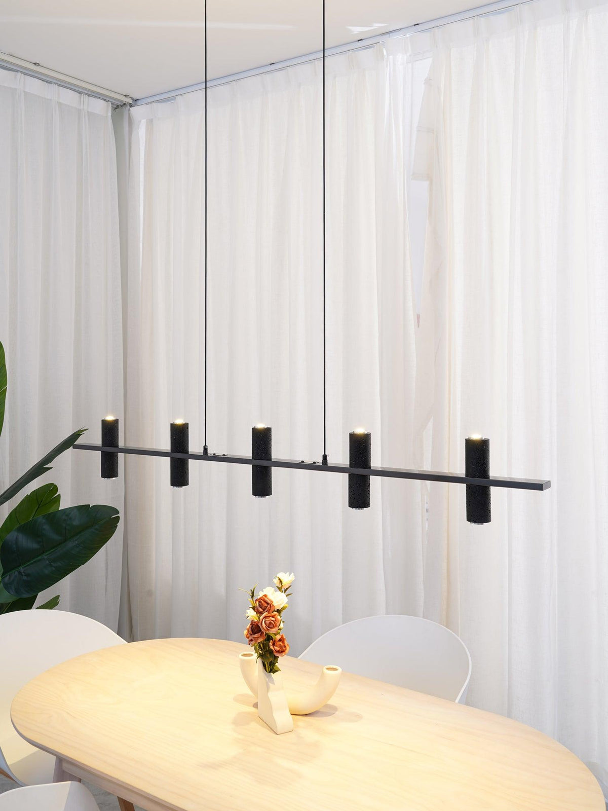 Nernis hanglamp Parallel Zwart travertin Minimalistisch Lineair