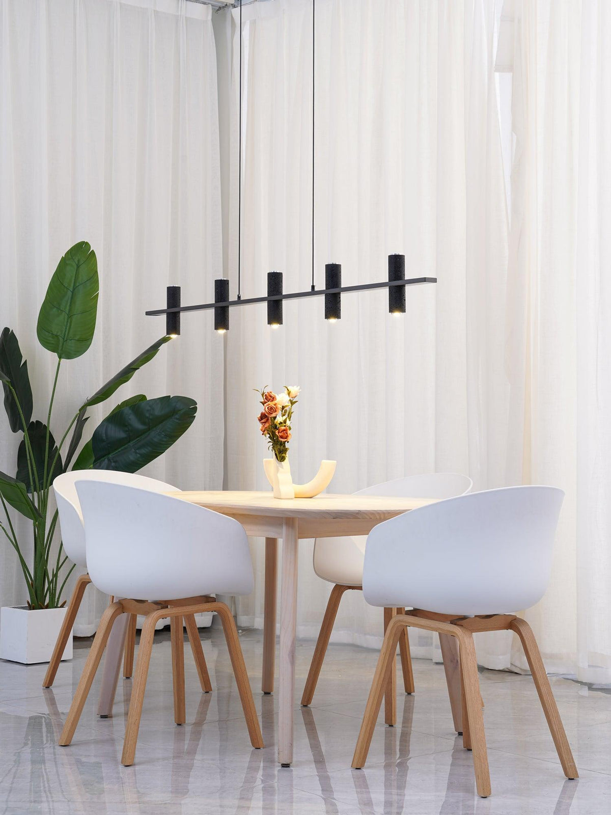 Nernis hanglamp Parallel Zwart travertin Minimalistisch Lineair