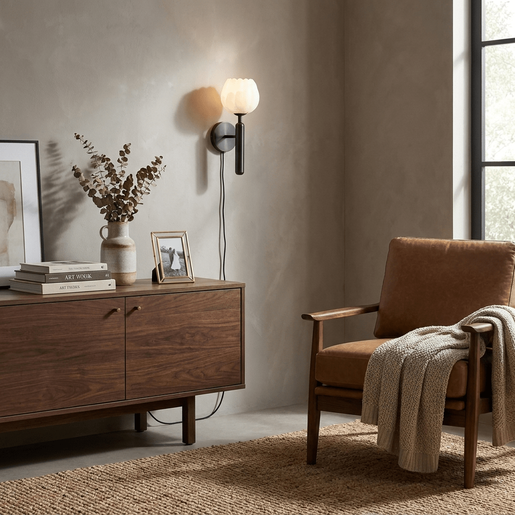 Ysoline wandlamp met stekker in albast