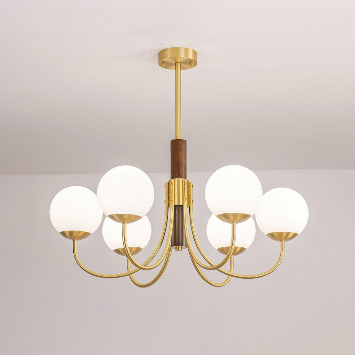 Elverella Kroonluchter Midas Touch Walnootbol messing