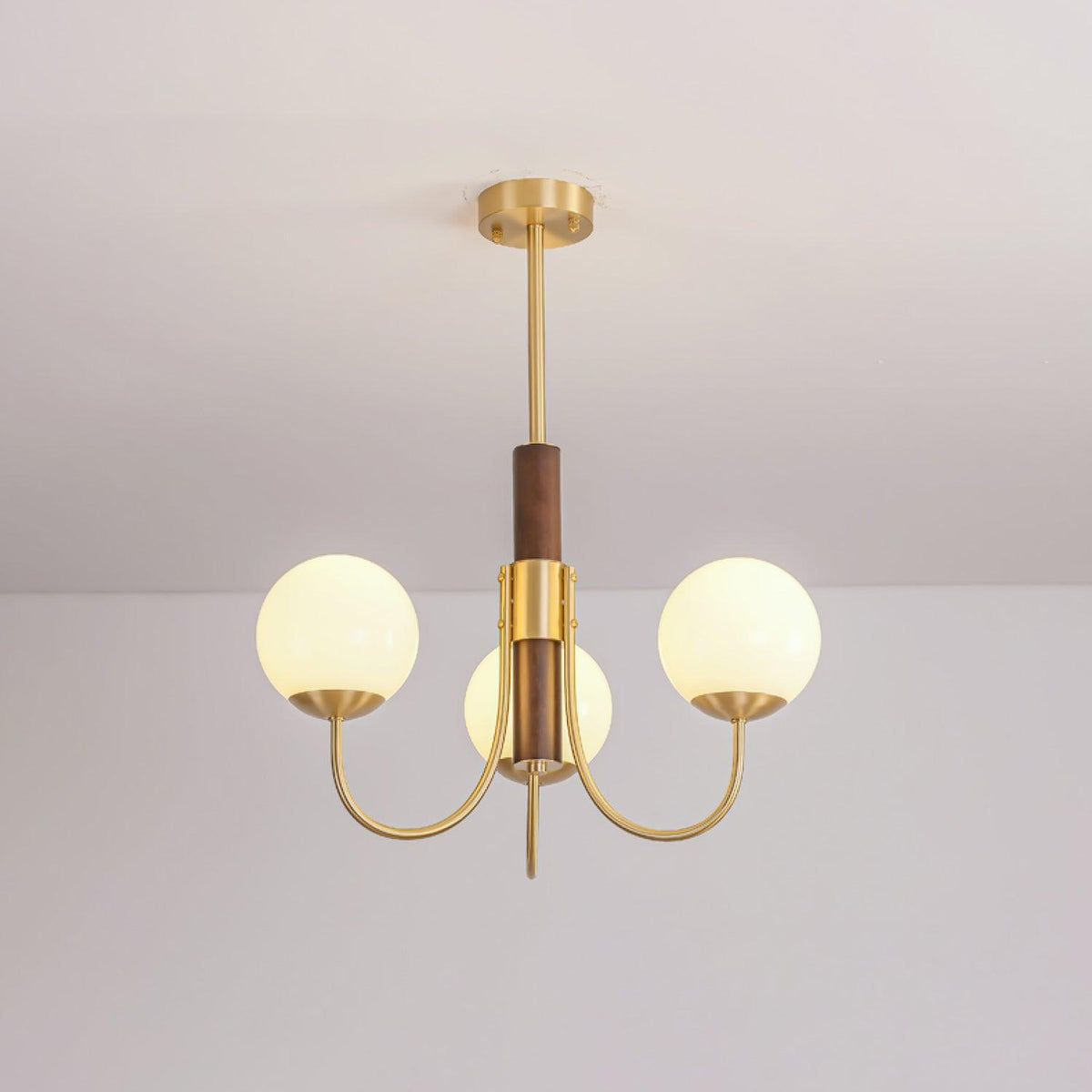 Elverella Kroonluchter Midas Touch Walnootbol messing