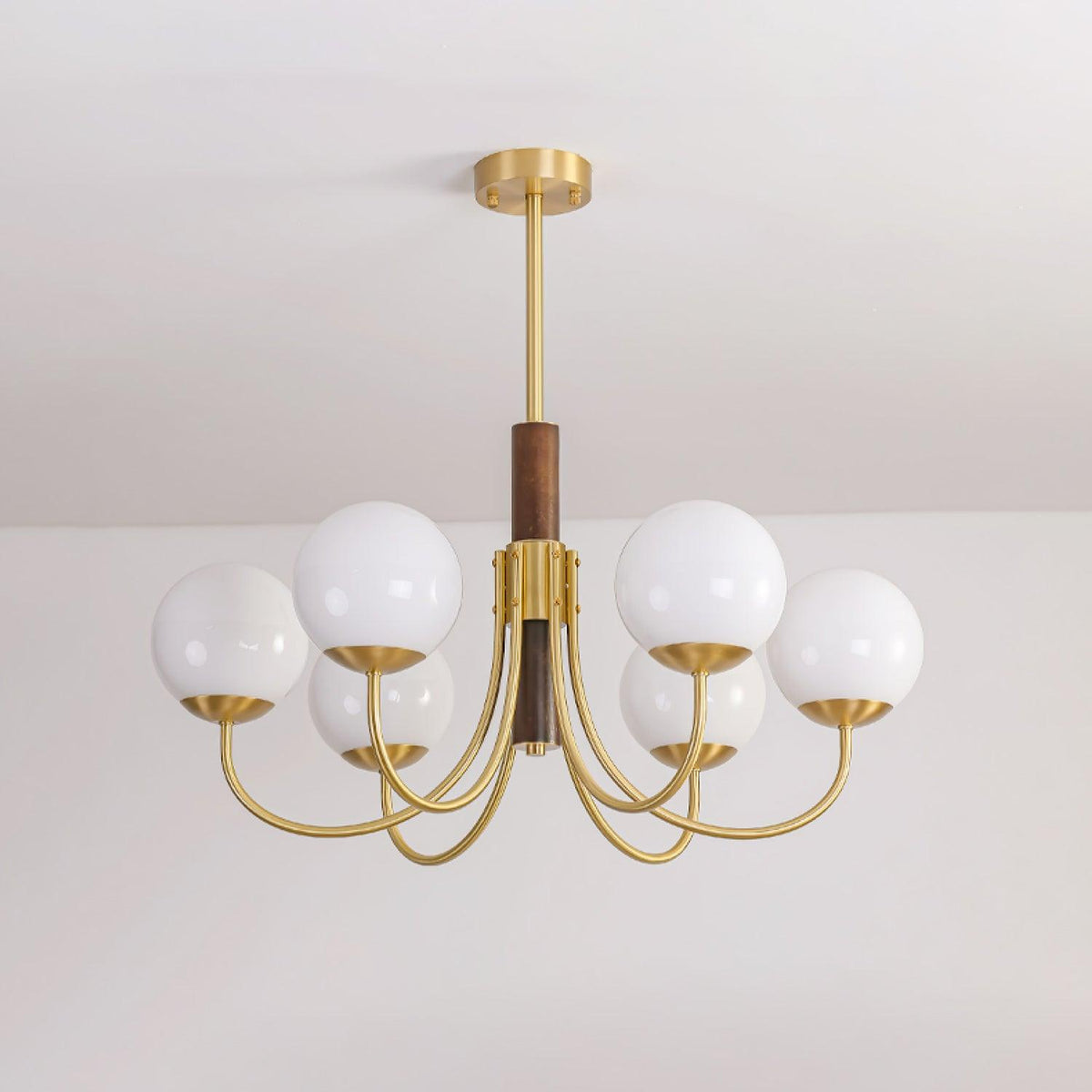 Elverella Kroonluchter Midas Touch Walnootbol messing