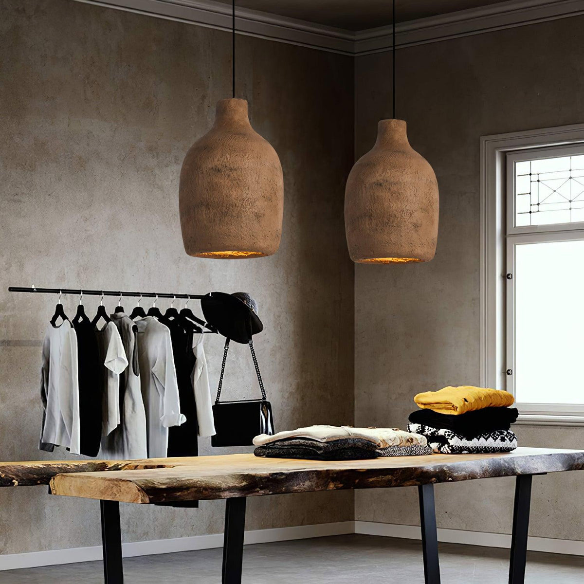 Avenelelia industriële artistieke hanglamp in grijs en bruin